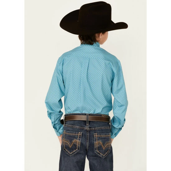Flash Sale β¨ Cinch Boys' ArenaFlex Print Long Sleeve Button-Down π Shirt Blue π - Image 3