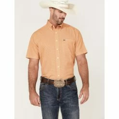 Buy 🛒 Cinch Men's Arena Flex Orange Geo Print Short Sleeve Button-Down Western 👚 Shirt ⌛