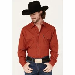 Best Pirce ⌛ Cinch Men's Modern Fit Small Geo Print Snap Western 👚 Shirt Red ⭐