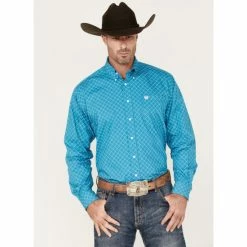 Best Pirce β Cinch Men's All-Over Diamond Print Button-Down Western π Shirt Blue π