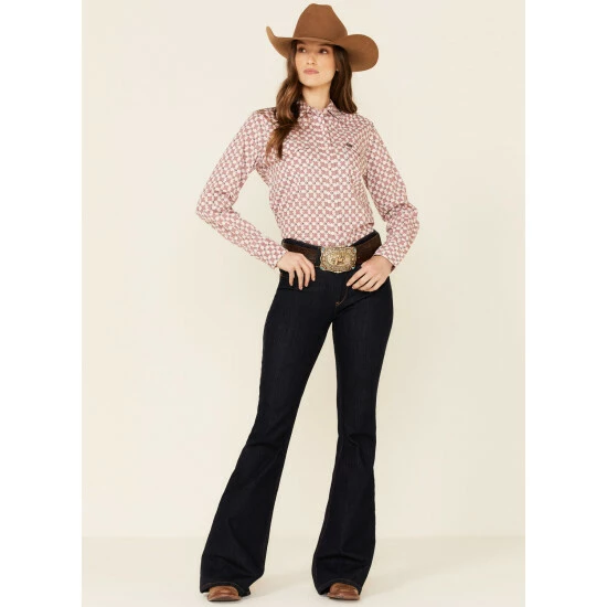 Cheapest β¨ Cinch π© Women's Pink Geo Print Long Sleeve Snap Western Core π Shirt π₯° - Image 2