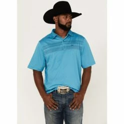 Best Pirce 👏 Cinch Men's Arena Flex Blue Striped Short Sleeve Polo 👚 Shirt ❤️