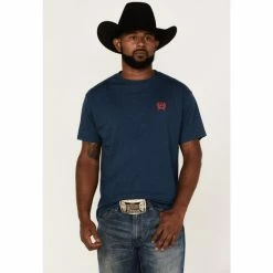 Coupon ⌛ Cinch Men's Denim Navy Logo Graphic Short Sleeve T-Shirt 😍