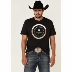 Deals 👍 Cinch Men's Heather Black Logo Circle Graphic Short Sleeve T-Shirt 😉