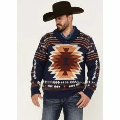 Deals π― Cinch Men's Southwestern Pullover Knit Sweater Navy π―