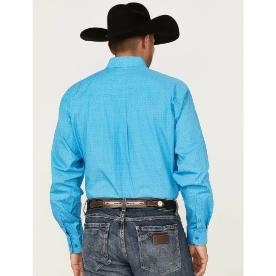 Best Pirce π Cinch Men's Geo Blue Print Long Sleeve Button-Down Western π Shirt π - Image 4