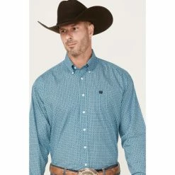Best reviews of 😉 Cinch Men's Diamond Geo Print Button-Down Western 👕 Shirt Blue 🎁