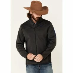 Deals ⌛ Cinch Men's Black Logo Lightweight Fleece Zip-Front Texture Bonded Jacket - Big ✨