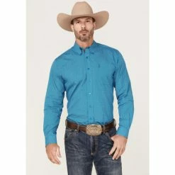 Buy π€© Cinch Men's Modern Fit All-Over Blue Print Long Sleeve Button-Down Western π Shirt β¨