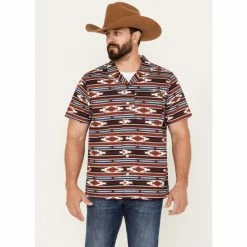 Best Sale ✔️ Cinch Men's Camp Yee-Haw Southwestern Stripe Button-Down Western 👚 Shirt Red 🌟