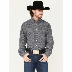 Hot Sale 😉 Cinch Men's Floral Navy Geo Print Long Sleeve Button-Down Western 👚 Shirt 🧨