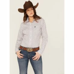 Best deal ⌛ Cinch 👩 Women's Geo Print Long Sleeve Button-Down Western 👚 Shirt Pink ✨