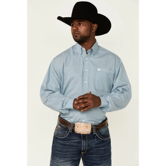 Best deal π― Cinch Men's Teal All-Over Print Long Sleeve Button-Down Western π Shirt β