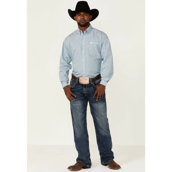 Best deal π― Cinch Men's Teal All-Over Print Long Sleeve Button-Down Western π Shirt β - Image 2