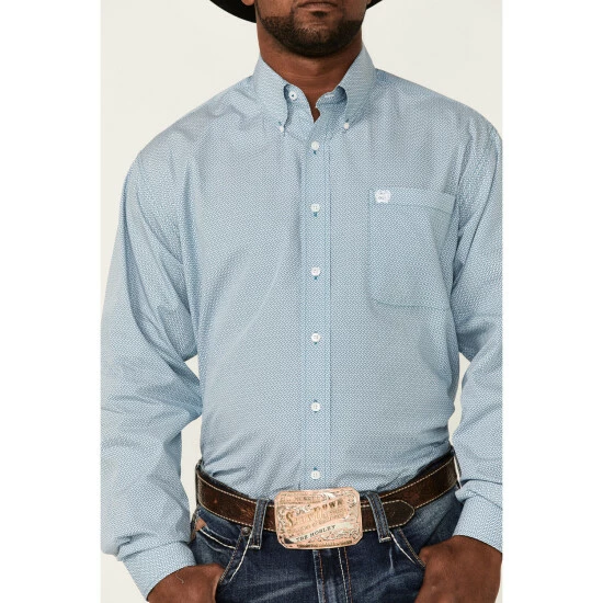 Best deal π― Cinch Men's Teal All-Over Print Long Sleeve Button-Down Western π Shirt β - Image 3