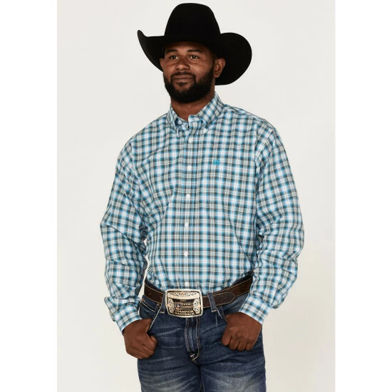 Hot Sale β Cinch Men's Large Plaid Long Sleeve Button-Down Western π Shirt White β¨