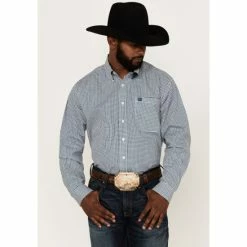 Best deal 👏 Cinch Men's Square Teal Geo Print Long Sleeve Button-Down Western 👚 Shirt 🎉