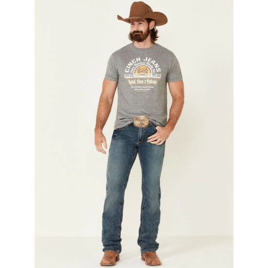 Coupon π Cinch Men's Grey Lead Don't Follow Circle Graphic Short Sleeve T-Shirt βοΈ - Image 2