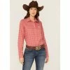 Top 10 💯 Cinch 👩 Women's Geo Print Long Sleeve Button-Down Stretch ArenaFlex 👚 Shirt Red 😀