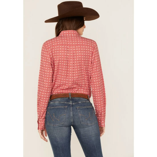 Top 10 π― Cinch π© Women's Geo Print Long Sleeve Button-Down Stretch ArenaFlex π Shirt Red π - Image 4