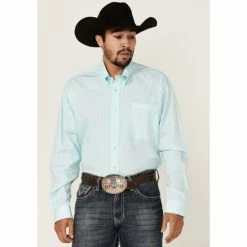 Flash Sale ⭐ Cinch Men's Light Blue Geo Print Long Sleeve Button-Down Western 👕 Shirt 🔔
