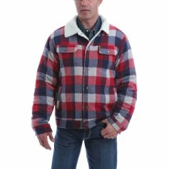 New 🔔 Cinch Men's Multi Plaid Sherpa Lined Trucker Jacket ❤️
