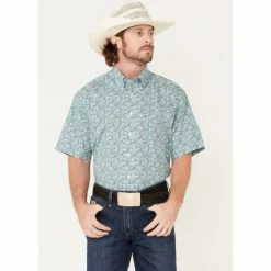 Buy 🔔 Cinch Men's Floral White Print Short Sleeve Button-Down Western 👕 Shirt ⌛
