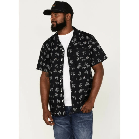 Flash Sale 𧨠Cinch Men's Camp Yee-Haw Rodeo Print Button-Down Western π Shirt Black βοΈ