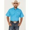 Best Sale 😍 Cinch Men's Geo Print Short Sleeve Button-Down Western 👕 Shirt Blue ⭐