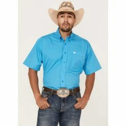 Best Sale π Cinch Men's Geo Print Short Sleeve Button-Down Western π Shirt Blue β