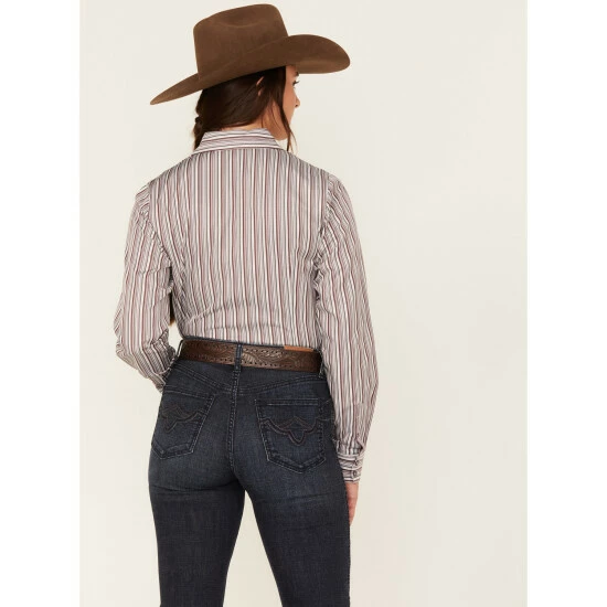 Deals β Cinch π© Women's Striped Long Sleeve Button-Down Western Core π Shirt Burgundy β¨ - Image 4