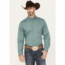 Hot Sale π₯ Cinch Men's Geo Print Long Sleeve Button Down Western π Shirt Blue π