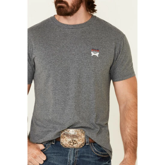 Best Sale π Cinch Men's Heather Grey Color Fade Logo Short Sleeve T-Shirt π― - Image 3