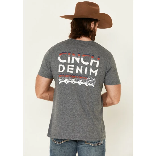 Best Sale π Cinch Men's Heather Grey Color Fade Logo Short Sleeve T-Shirt π― - Image 4