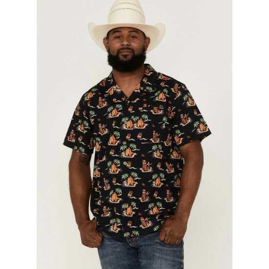 Flash Sale π Cinch Men's Camp Aloha Hawaiian Western π Shirt Black β¨