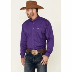 Cheapest 🛒 Cinch Men's Solid Purple Button-Down Long Sleeve Western 👕 Shirt ⌛