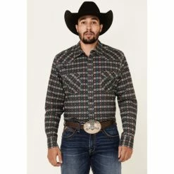 New π Cinch Men's Modern Fit Navy Large Geo Print Long Sleeve Western π Shirt π