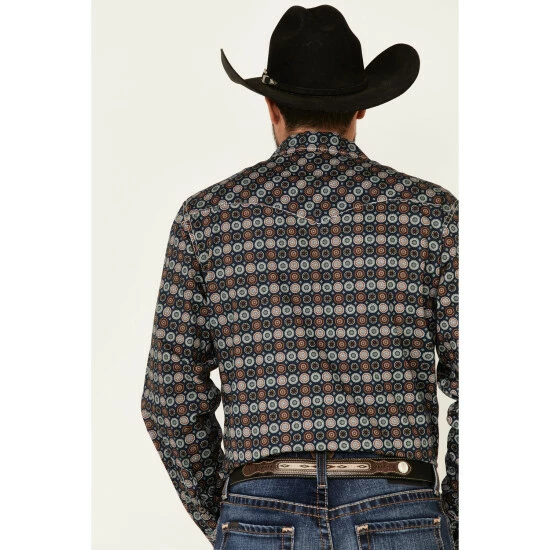 New π Cinch Men's Modern Fit Navy Large Geo Print Long Sleeve Western π Shirt π - Image 4