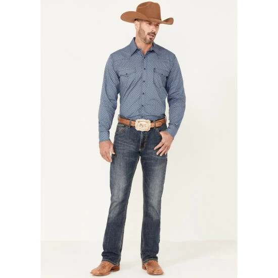 Cheap 🤩 Cinch Men's Blue Small Circle Modern Fit Geo Print Long Sleeve Snap Western 👕 Shirt 👏 - Image 2