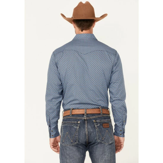 Cheap 🤩 Cinch Men's Blue Small Circle Modern Fit Geo Print Long Sleeve Snap Western 👕 Shirt 👏 - Image 4