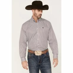 Best deal ❤️ Cinch Men's Striped Long Sleeve Button Down Western 👕 Shirt - Big & Tall Purple 👍