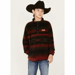 Deals 😉 Cinch Boys' Southwestern Stripe Print Fleece Pullover Brown ❤️