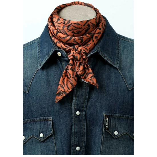 Best Pirce π Cinch Men's Orange & Black Guns Print Wild Rag Brown π