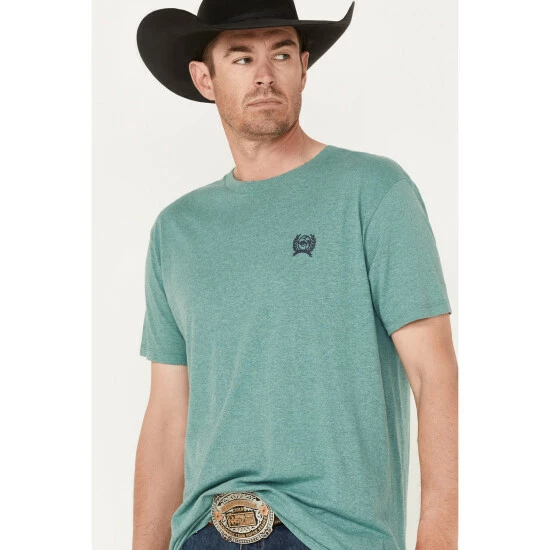 Brand new π― Cinch Men's Outdoors Bison Back Logo Graphic Short Sleeve T-Shirt Heather Green π - Image 2