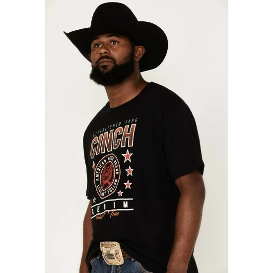 Best Sale 𧨠Cinch Men's American Rodeo Brand Graphic Logo T-Shirt Black π - Image 2