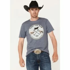 Best Pirce β€οΈ Cinch Men's Camp Yee-Haw Stock Brokers Graphic T-Shirt Heather Blue π