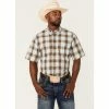 Discount ✨ Cinch Men's Brown Plaid Short Sleeve Button-Down Western 👚 Shirt 🎉