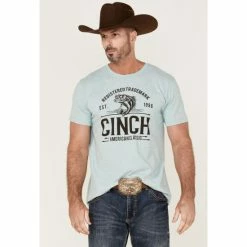 Brand new 👍 Cinch Men's Classic Logo Graphic T-Shirt Light Blue ⭐
