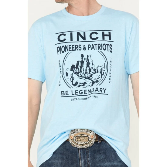 Best deal π€© Cinch Men's Pioneers & Patriots Scenic Graphic Short Sleeve T-Shirt Heather Blue π - Image 3