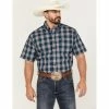 Best Sale 🛒 Cinch Men's Large Teal Plaid Short Sleeve Button-Down Western 👕 Shirt ⭐